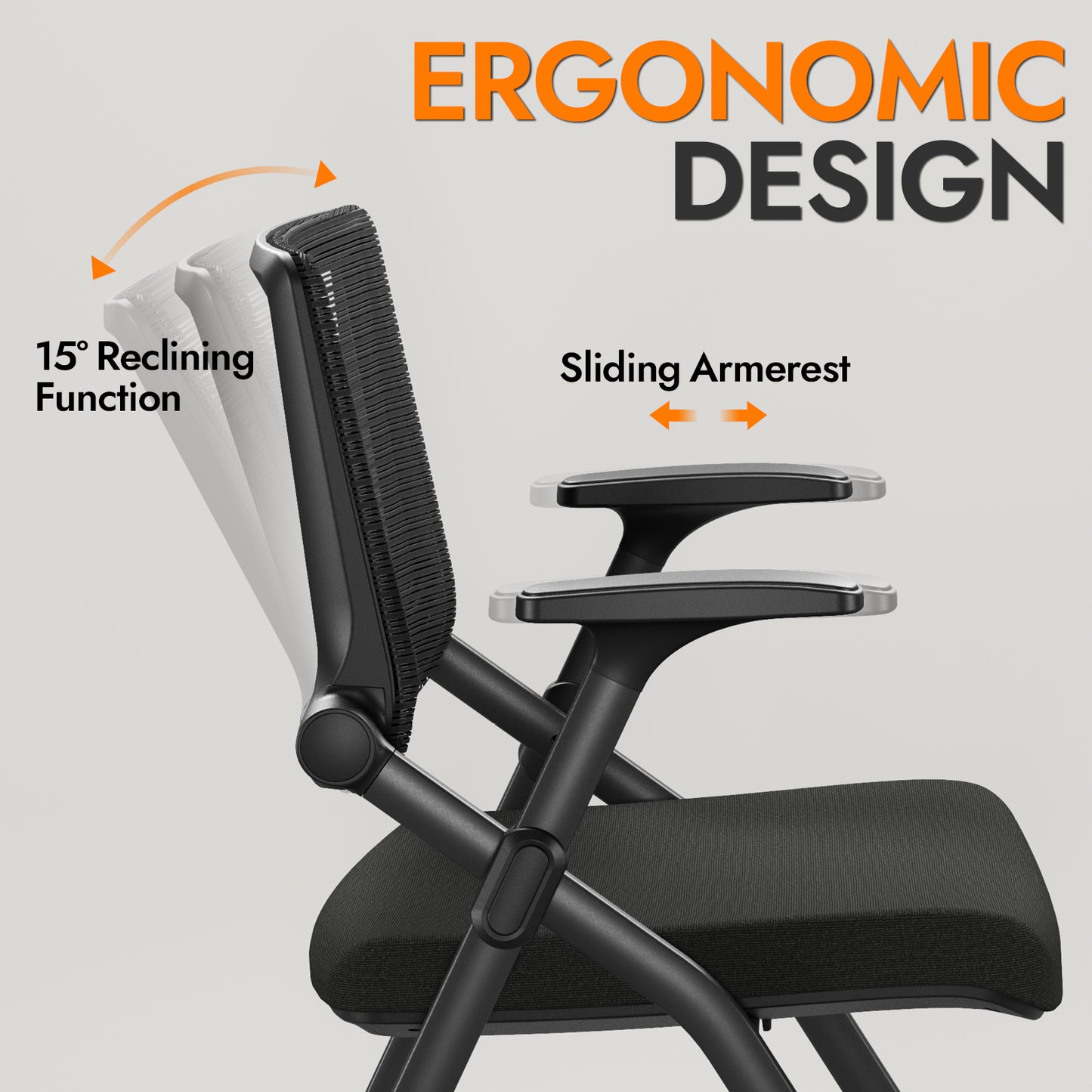 Foldable Office Chair Set of 2 with PU Wheels Ergonomic Mesh Bouncing Back, Stackable Conference Room Chair, Office Guest & Reception & Meeting Chair