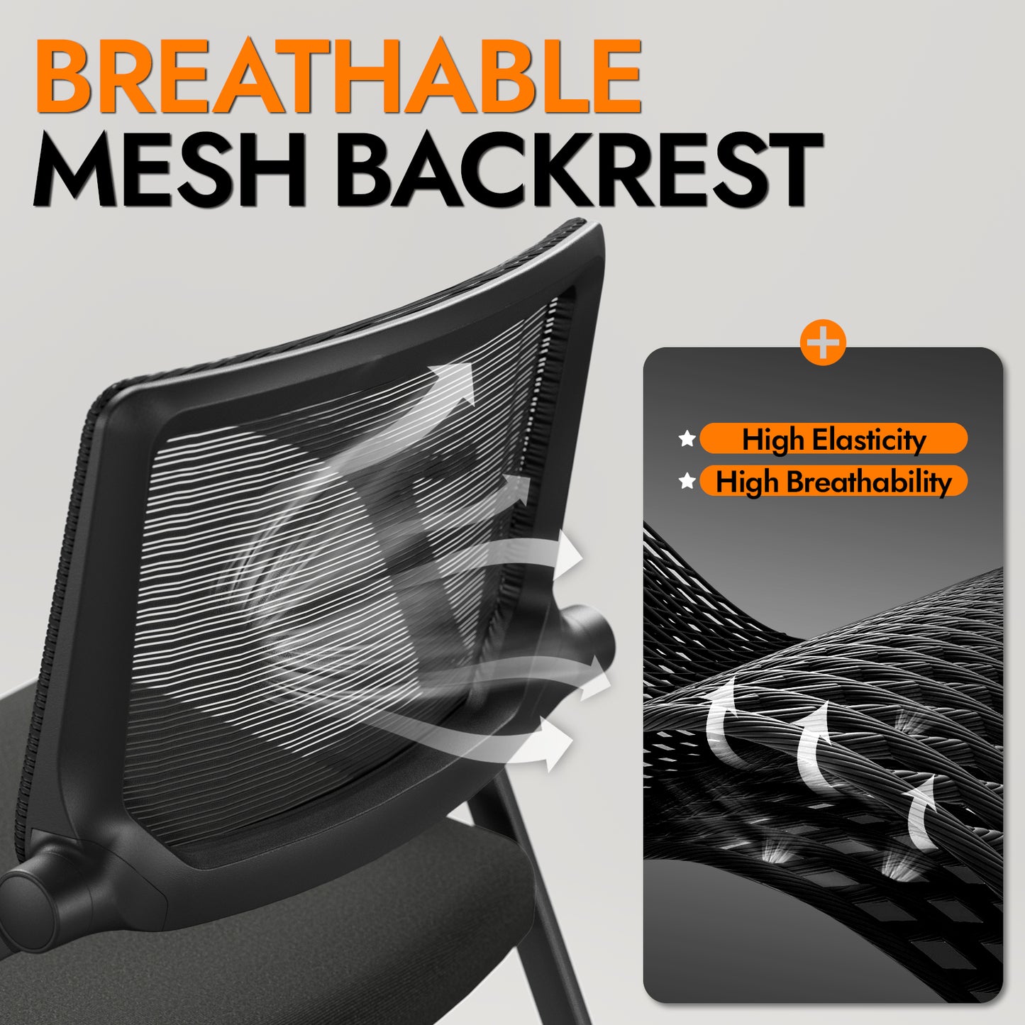 Foldable Office Chair Set of 2 with PU Wheels Ergonomic Mesh Bouncing Back, Stackable Conference Room Chair, Office Guest & Reception & Meeting Chair