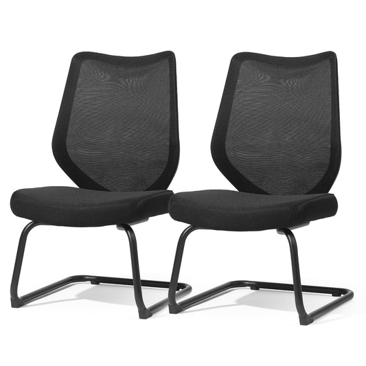 Office Chairs No Wheels Conference Room Chair Breathable Mesh Upgraded Cushion and Sled Base, Mid Back Reception Chair No Armrests