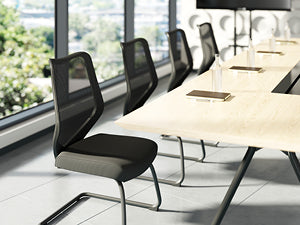 Office Chairs No Wheels Conference Room Chair Breathable Mesh Upgraded Cushion and Sled Base, Mid Back Reception Chair No Armrests