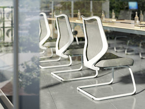 Office Chairs No Wheels Conference Room Chair Breathable Mesh Upgraded Cushion and Sled Base, Mid Back Reception Chair No Armrests